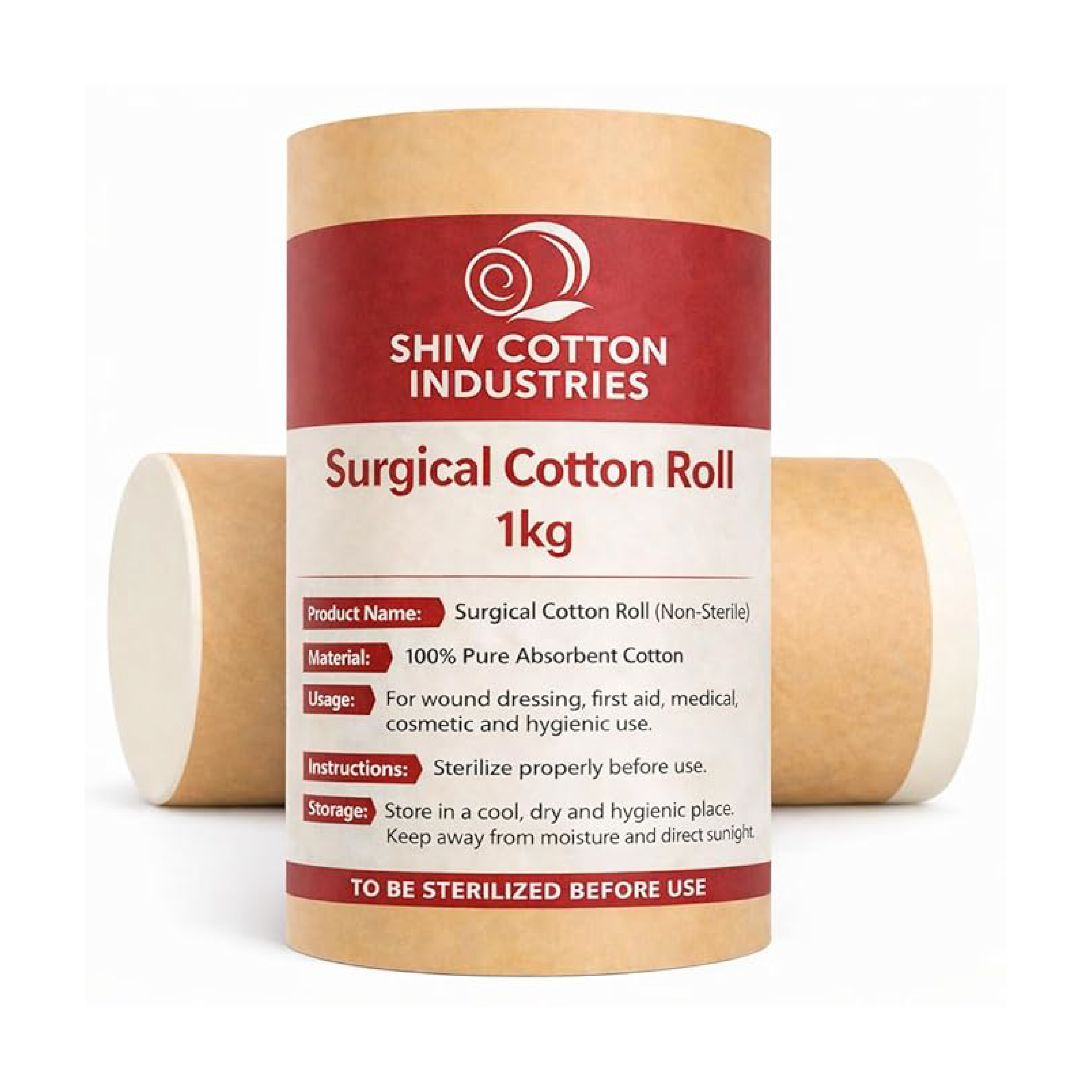 Surgical Cotton Roll – 1 Kg, 100% Pure Absorbent Cotton (Non-Sterile, 1 Pc)