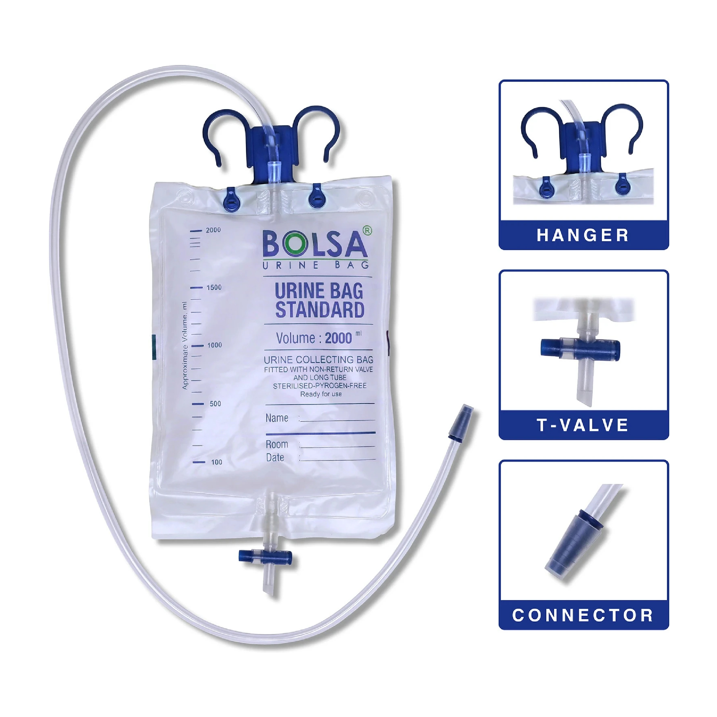 Boolsa Premium Disposable Urine Collection Bag with T-Tap Drainage – Pack of 2 (1 Pc)