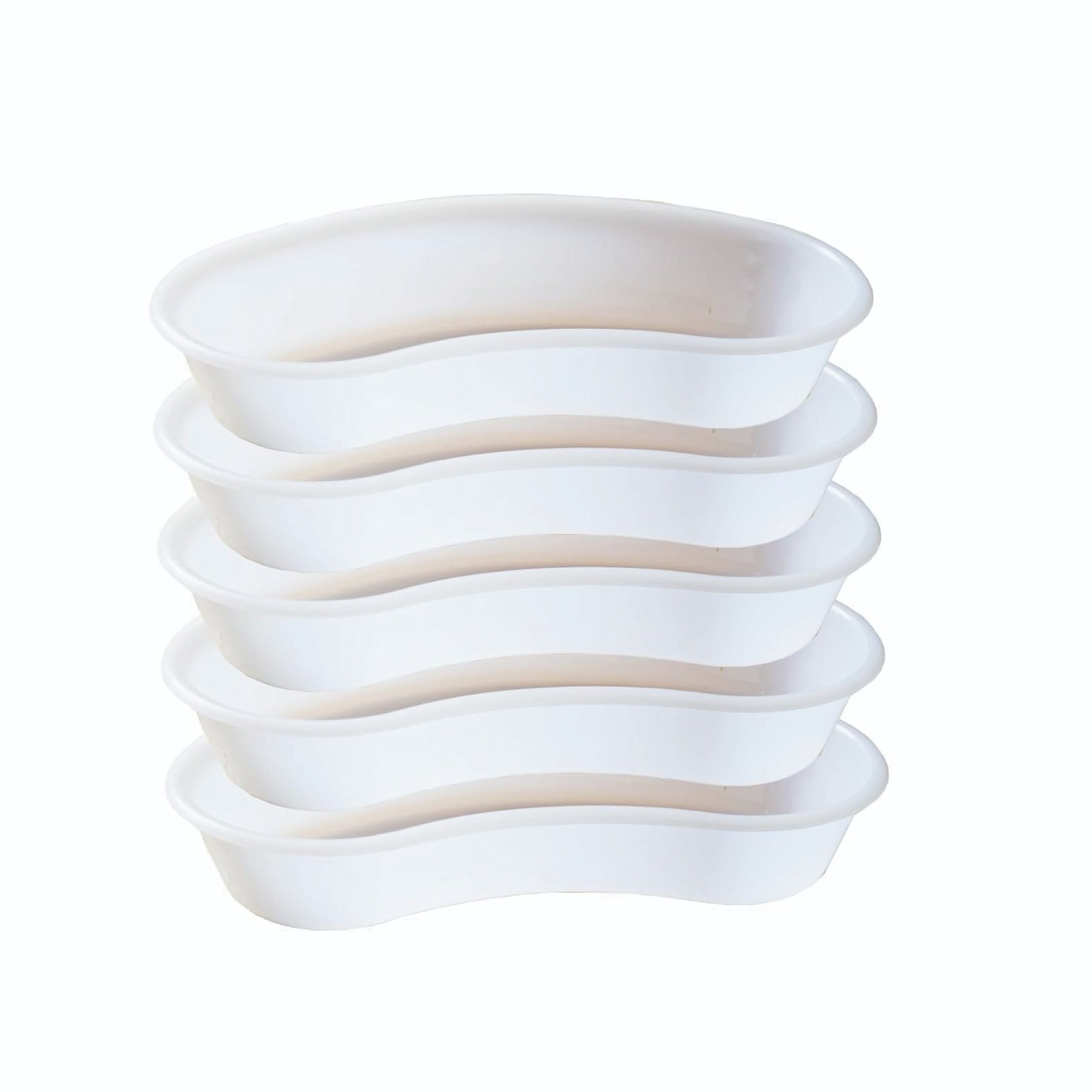 White Plastic Kidney Tray – 8 Inch (200 mm), Reusable & Autoclavable (10 Pcs)