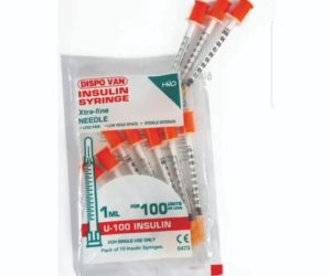 Dispo Van Xtra-Fine Short Needle Insulin Syringes – Single Use (100 Needles)