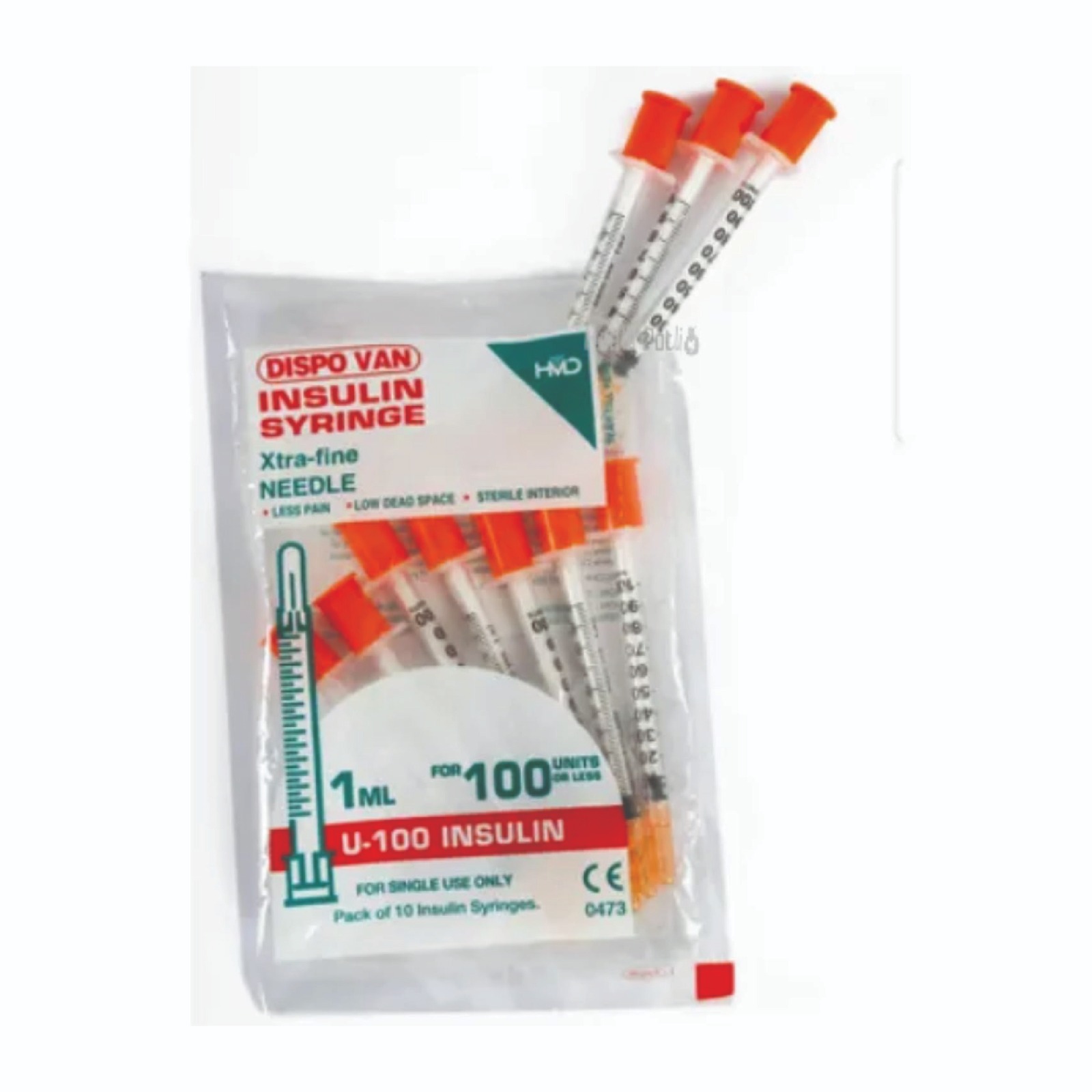 Dispo Van Xtra-Fine Short Needle Insulin Syringes – Single Use (100 Needles)