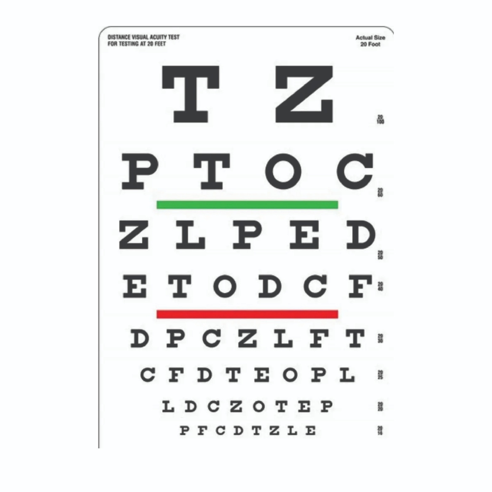 Alphabets Snellen Eye Chart 6 Meter – Sun Board / Cardboard (5 Pcs)