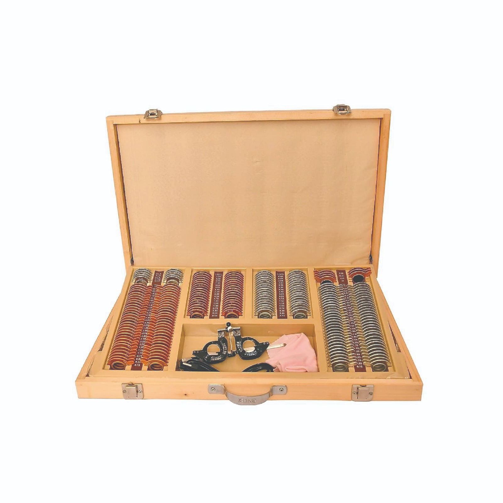 Illuminated 225 Trial Glass Lens Set – Eye Testing Box with Adjustable Lightweight Trial Frame (Wooden Box, 1 Pc)
